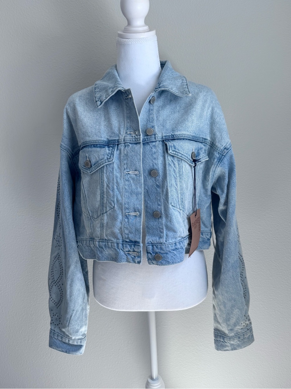 PacSun Rare DMN Edit Light Blue Cropped Denim Jacket-Medium NWT
